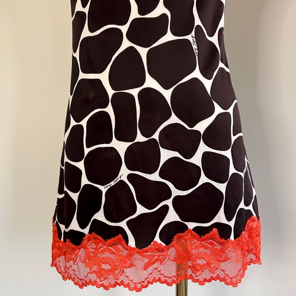 VICTORIAS SECRET Y2K Babydoll Lace Trim Animal Print V Sexy Slip Chemise Small - Picture 7 of 15